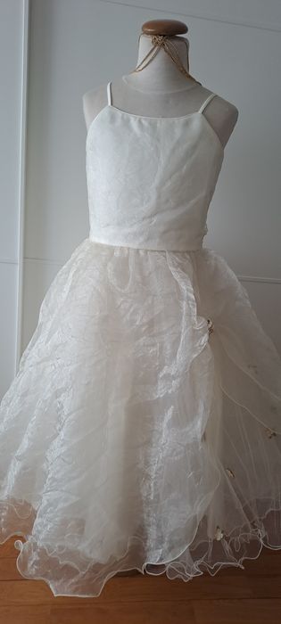 Vestido Cerimónia 6/7 Anos Organza beje