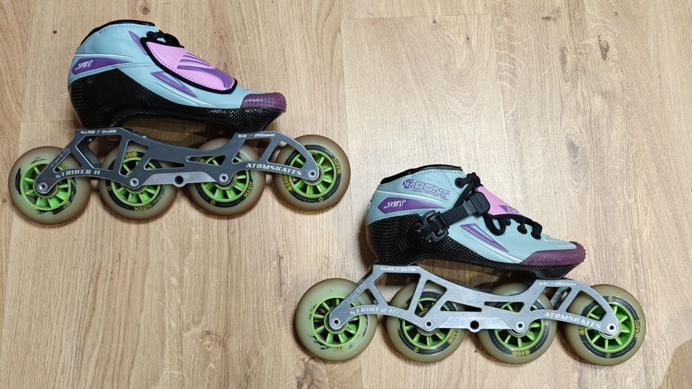 Rolki Bont Jet r. 35 (3) | Jak NOWE | Szyna Striker II koła Boom Magic