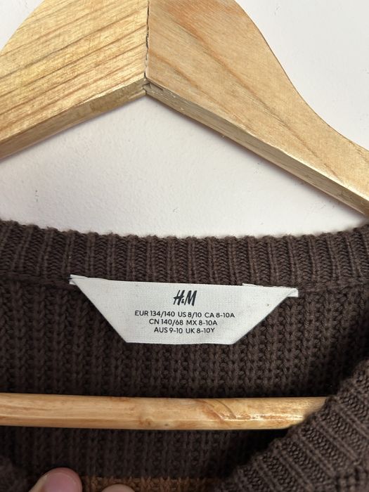Sweter dziecięcy brązowy H&M 134 cm w paski