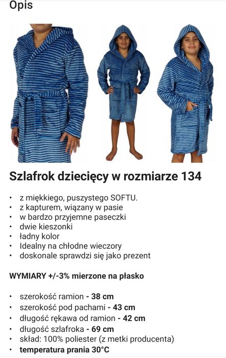 Szlafrok dziecięcy rozmiar 128