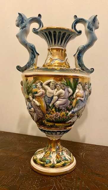 Jarrão antigo com asas, em porcelana Olaria de Alcobaça