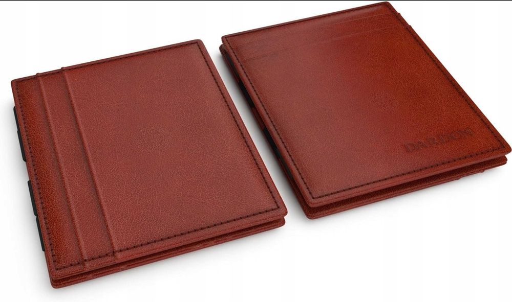 Portfel męski skórzany elegancki magiczny jasnobrązowy