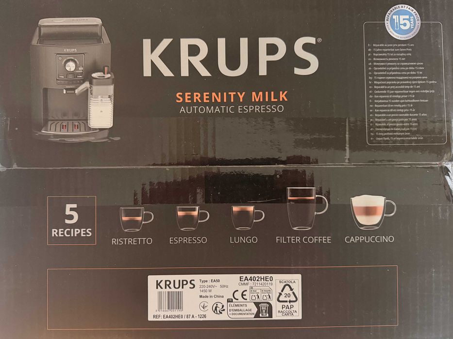 Okazja!!  Ekspres do kawy KRUPS EA402HE0 Serenity Milk- nowy gw. 24m.