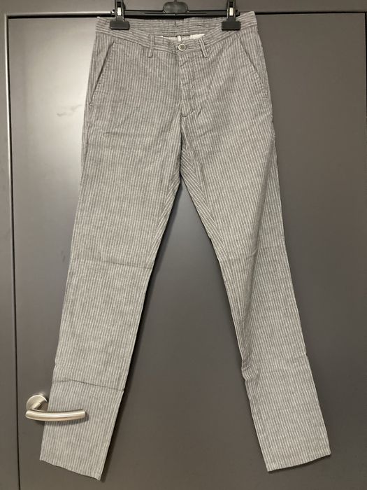 Massimo Dutti szare spodnie prążek, slim fit, r. 38