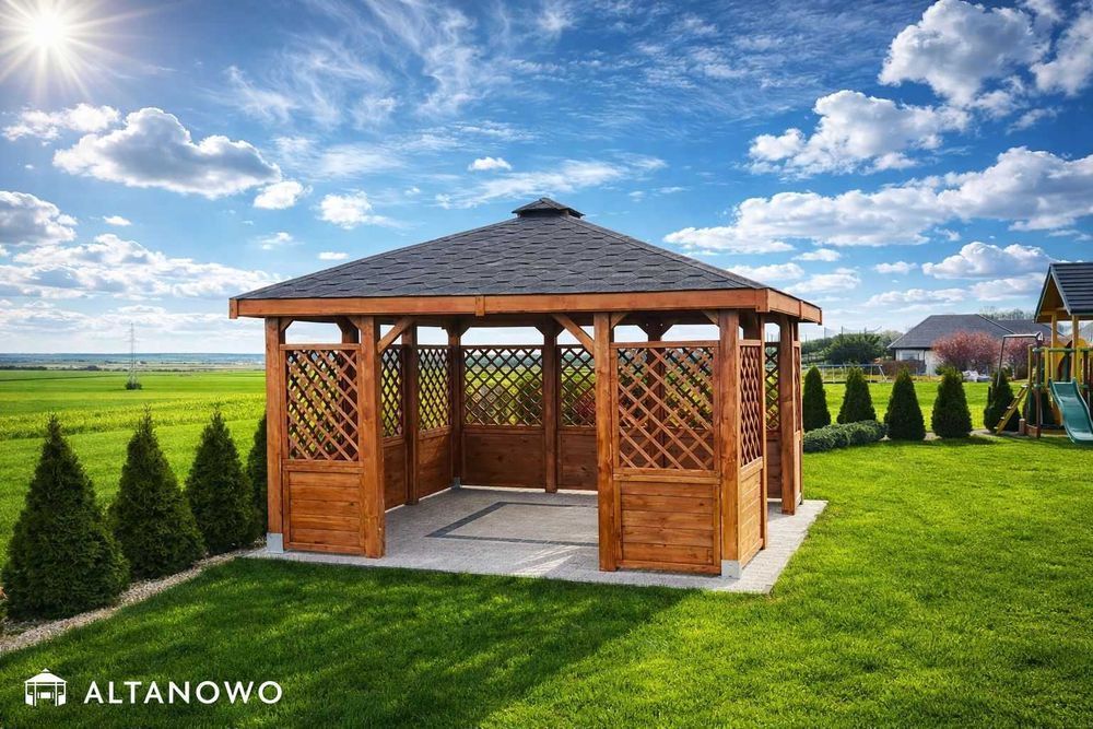 altana ogrodowa do ogrodu drewniana 3x3  - producent - transport