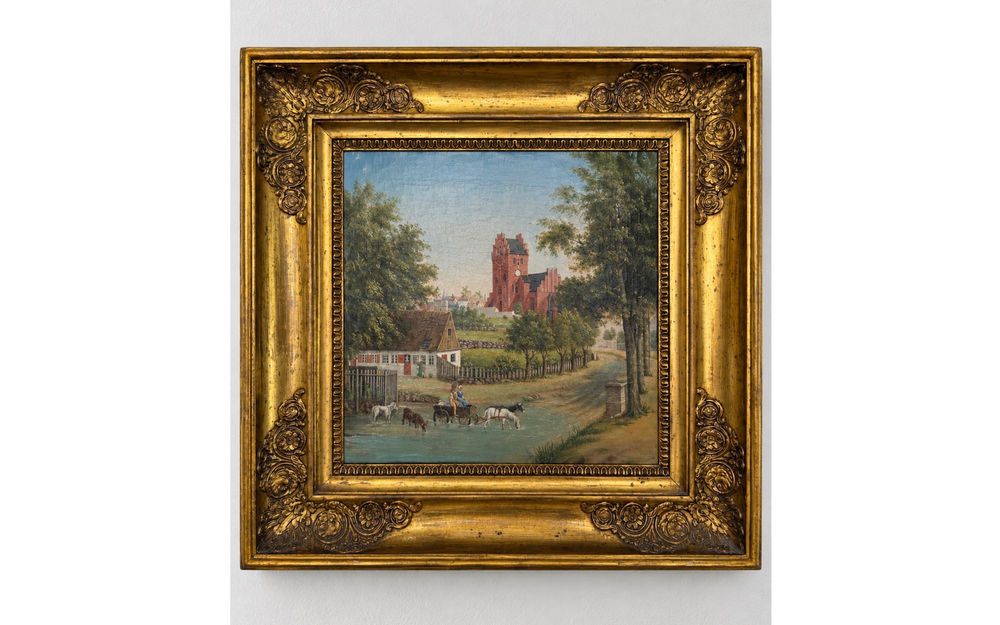 Obraz Rasmus Andersen Holm – widok Kongens Lyngby z kościołem, XIX wiek (1838)