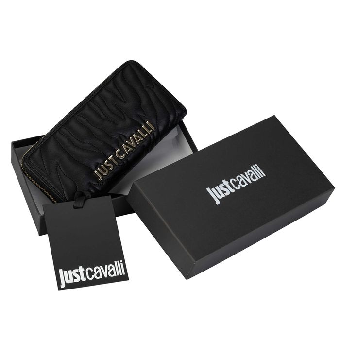 JUST CAVALLI markowy damski portfel pojemny BLACK