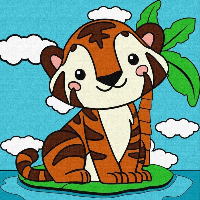 Malowanie Po Numerach - Urocze Tygrysiątko 25X25Cm. Ideyka