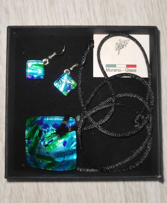Colar e Brincos Vidro de Murano