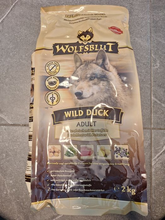 Karma dla psa Wolfsblut - Wild Duck Adult – 2 kg – kaczka – sucha karma dla psów – bez zbóż