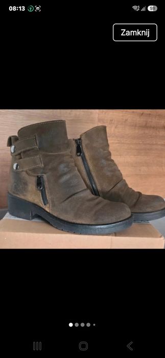 Botki skórzane venezia r.37 khaki