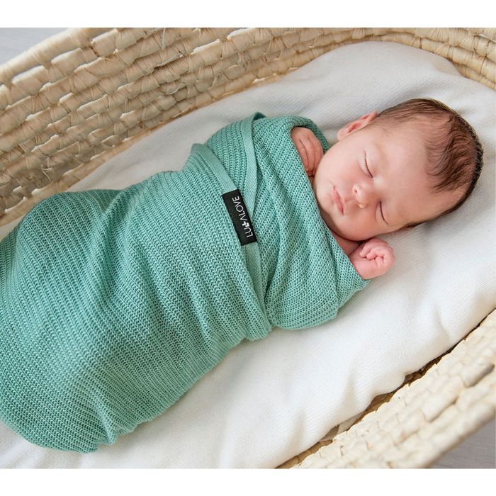 Lekki dzianinowy kocyk mgiełka mięta - LULLALOVE