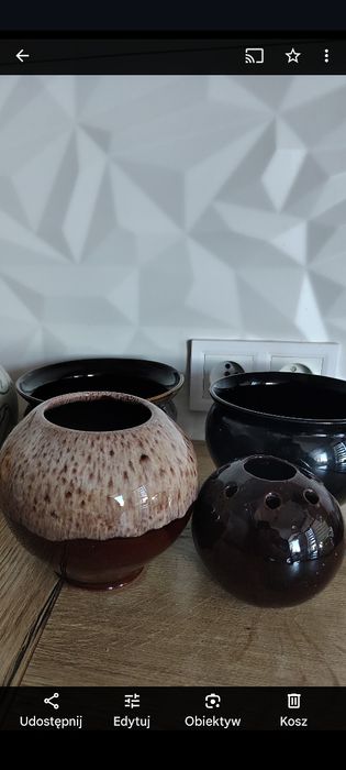 Miski wazony ceramiczne vintage