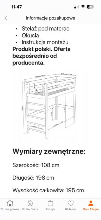 Lóżko drewniane na antresoli N-wood