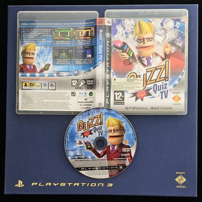 Buzz Quiz TV PL Dubbing + Buzzery bezprzewodowe Komplet w Etui PS3 PS2