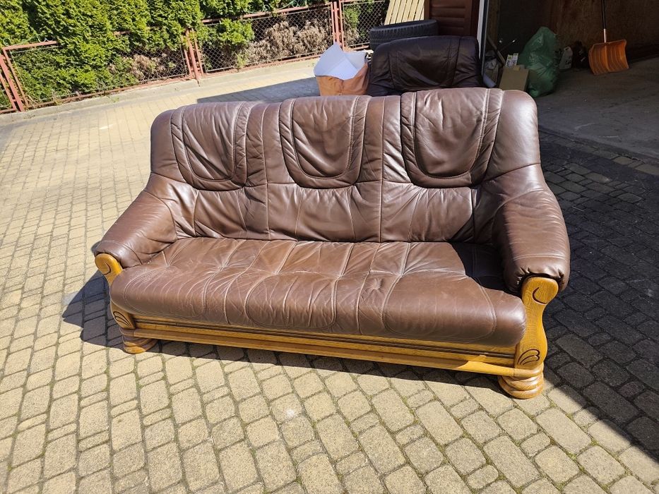 Skórzany fotel i skórzana sofa