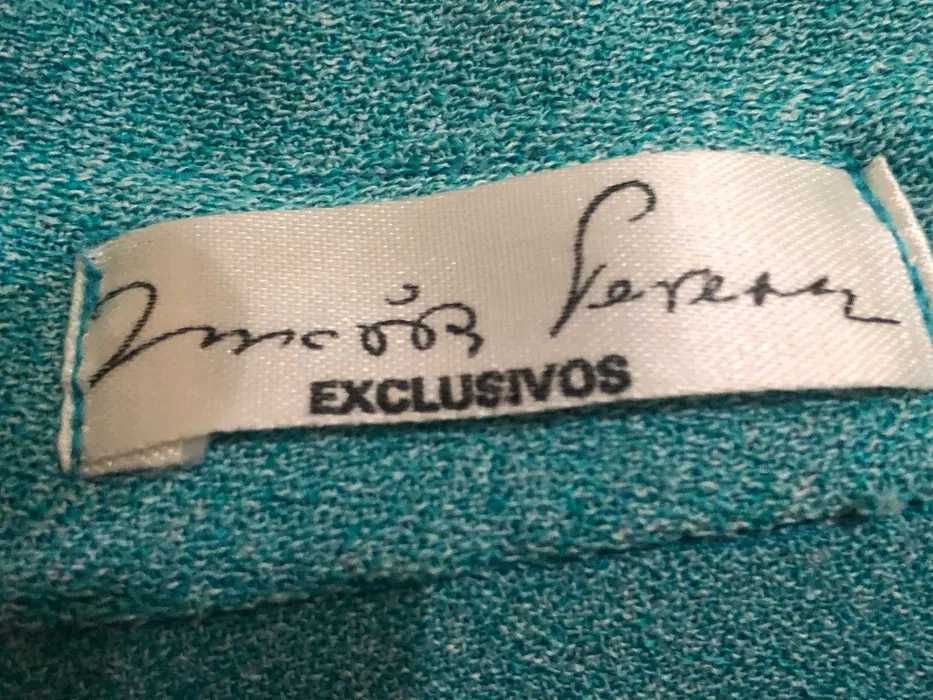 Vestido azul turquesa com bolero marca exclusiva Leonor Ferreira