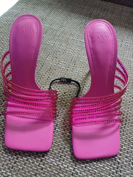 Nowe. Śliczne klapki Zara szpilki fuksja 37 Koszalin • OLX.pl