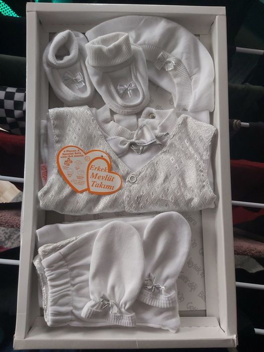 Komplet niemowlęcy na chrzest - Biały