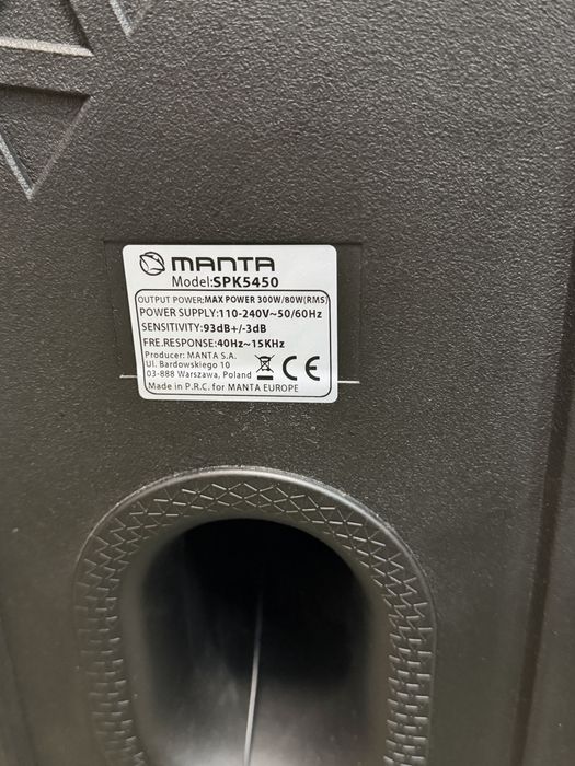 Wielki glośnik bluetooth Manta SPK5450 + mikrofon + pilot