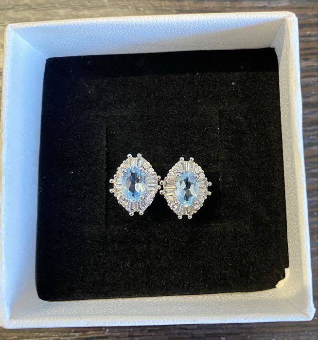 Срібні сережки з натуральним топазом