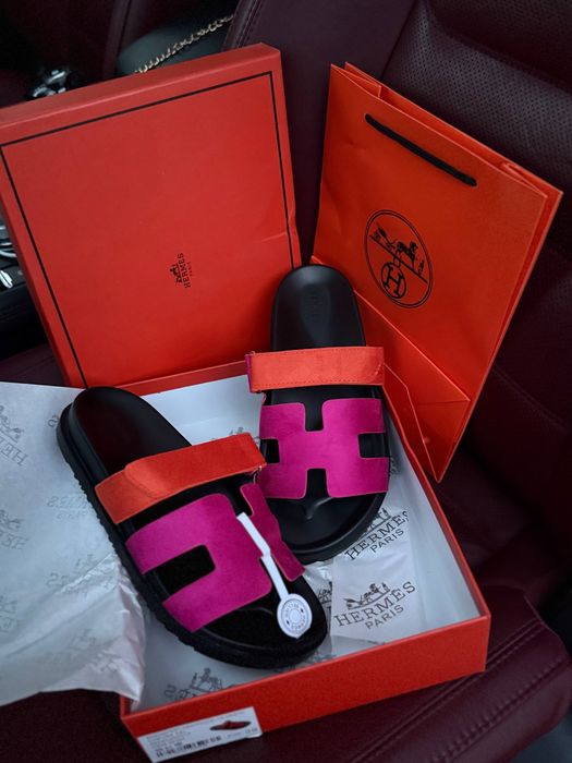 Капці тапочки хермес рожеві оранжеві hermes chypre