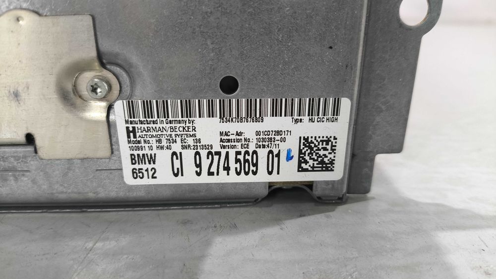Radio Navegação GPS CiC BMW Serie 5/6 (F10/F11/F12/F13/F01/F07) 9257.008/9276.569
