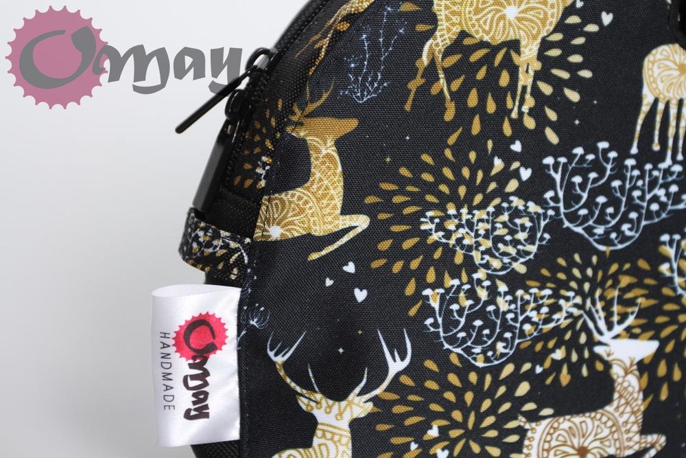 Czarny organizer do OBAG MOON LIGHT jelonki złote 2 kieszenie OMAY