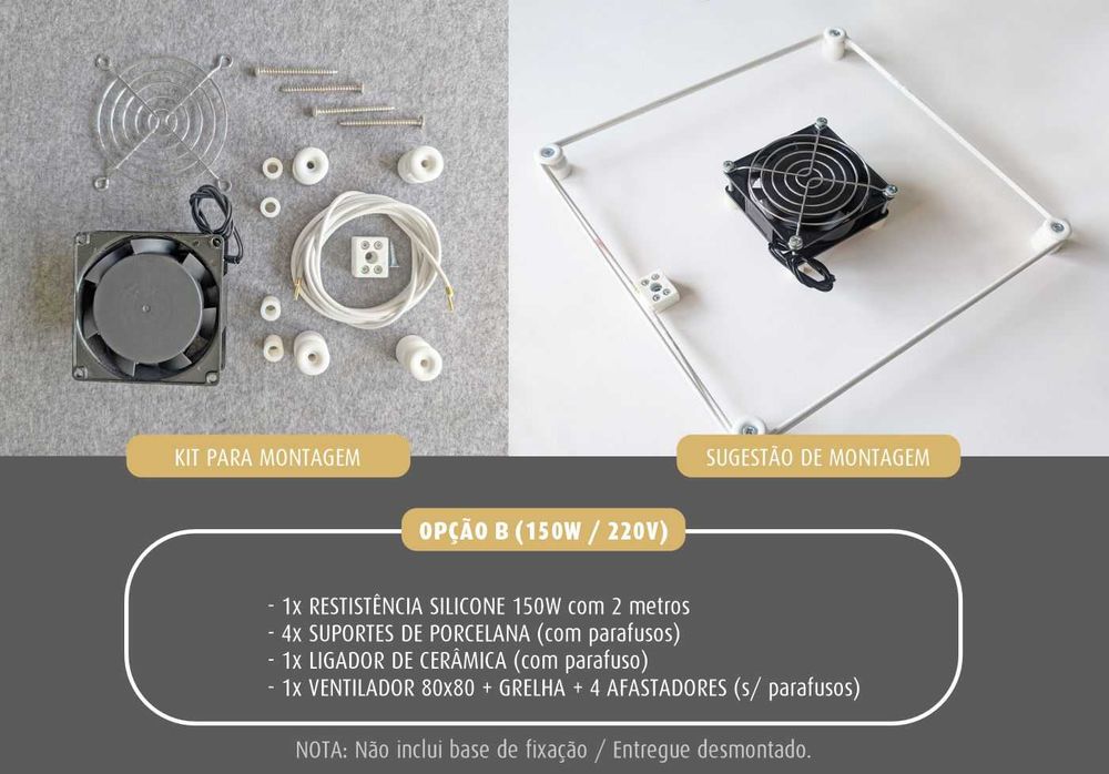KIT #012 Resistência Silicone + Suportes + Ligador + Ventilador