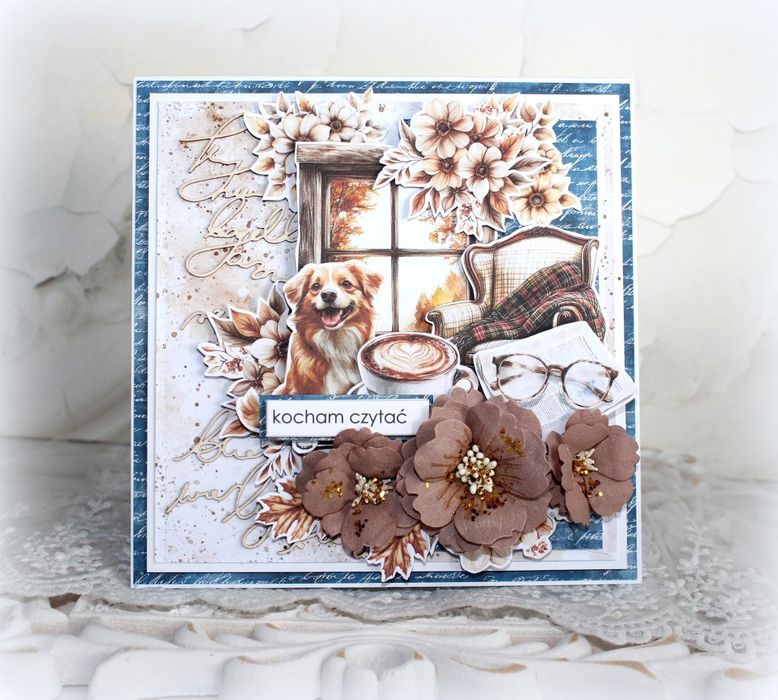 Kartka ręcznie robiona dla miłośnika książek scrapbooking