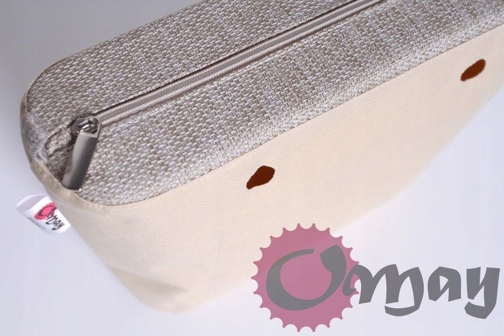 Beżowy organizer OBAG MINI struktura pleciona hummus 2 kieszenie OMAY