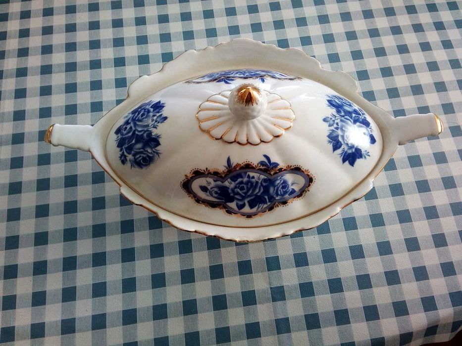 Hand-painted DR brand porcelain terrine, vintage!