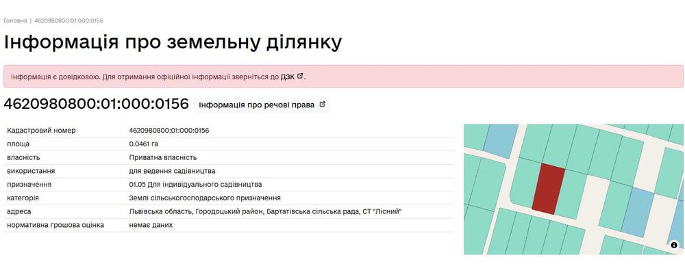Продаж земельної ділянки в с.Дібрівки, Пустомитівського району