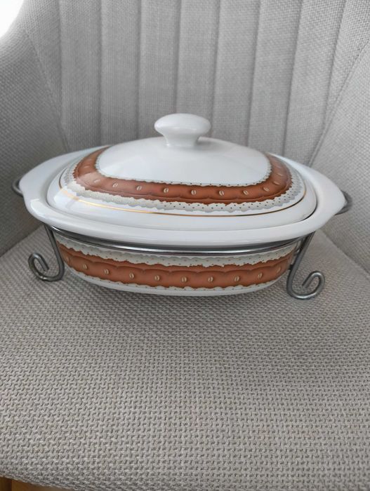 Terrina de faiança c/ suporte