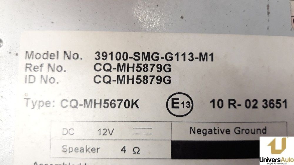 SISTEMA AUDIO / RADIO CD HONDA CIVIC VIII HATCHBACK 2009 -39100SMGG113M1