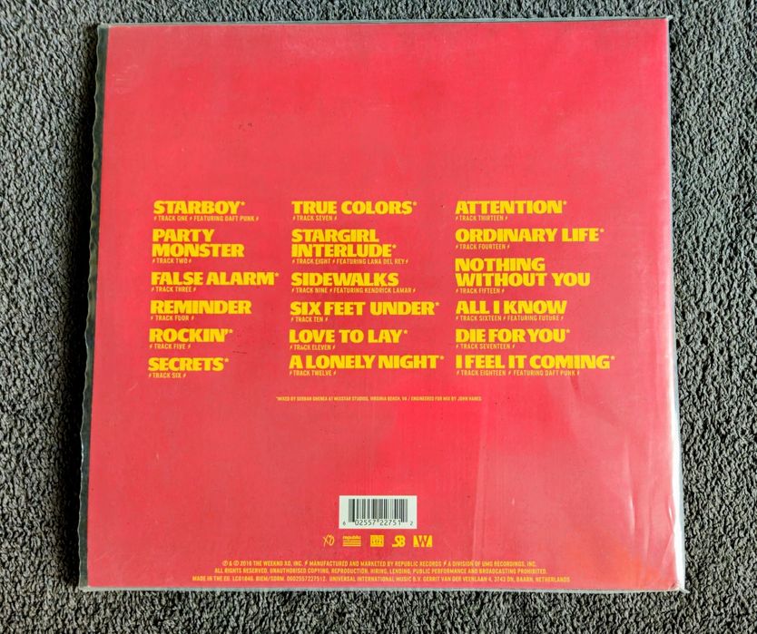 The Weeknd "Starboy" winyl 3 LP unikat coloured  red