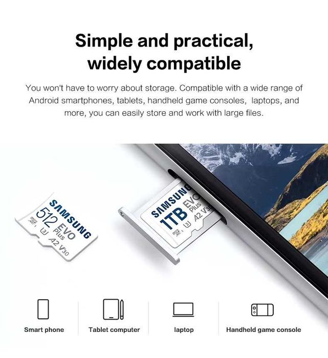 Карта пам'яті Samsung EVO Plus 512GB microSDXC UHS-I U3 V30 A2 4K