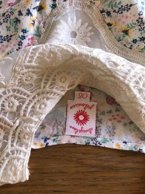 Vestido de verão, marca Palomino, gola rendada