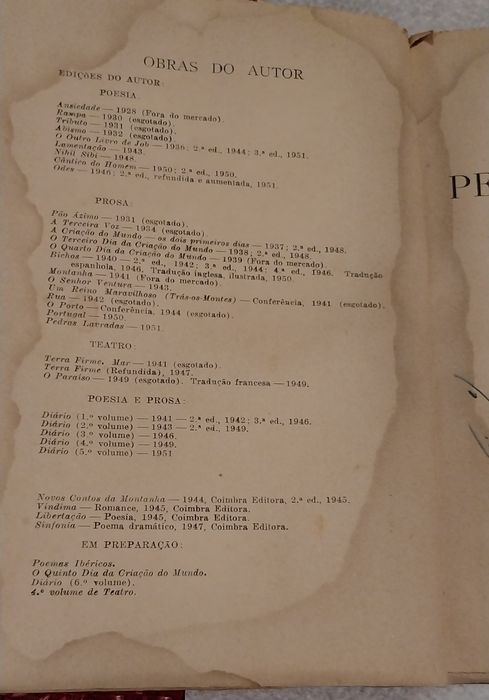 Pedras lavradas, Autor: Miguel Torga, 1951

Editora: Coimbra Editora
