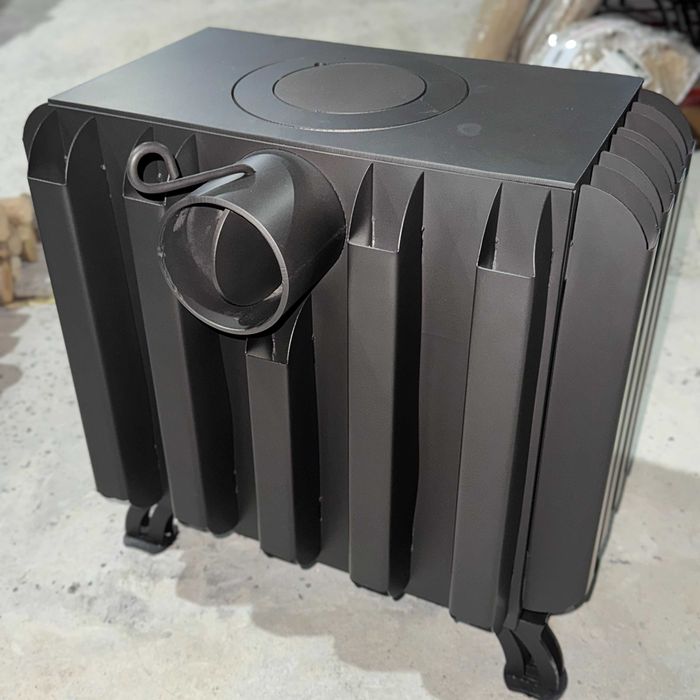 Піч буржуйка зі склом "Камін Батарея", тривалого горіння, метал 4мм