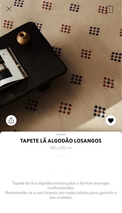 (160 x 230 CM) Tapete Lã Algodão Losangos Zara Home NOVO