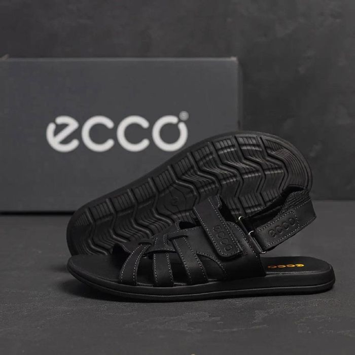 Сандалі чоловічі тапки літні шкіряні ECCO black 40-45р сланці з натуральної шкіри босоніжки