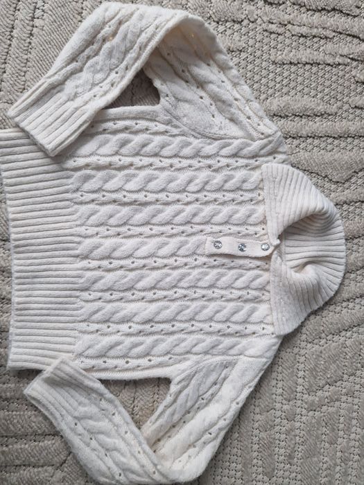 Sweter bialy warkocz 8-9 lat Primark