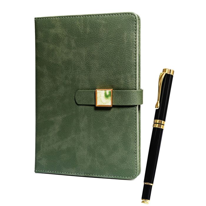 zestaw prezentowy: zielony notes z magnetycznym zapięciem