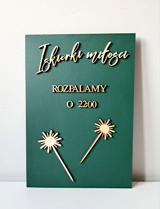 Iskierki miłości tabliczka ślubna Butelkowa zieleń