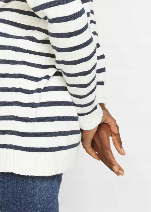 B.P.C sweter w paski ze stójką i zamkiem ^36/38