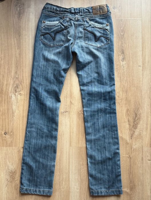 vintage jeans low rise y2k marmurkowe proste nogawki S