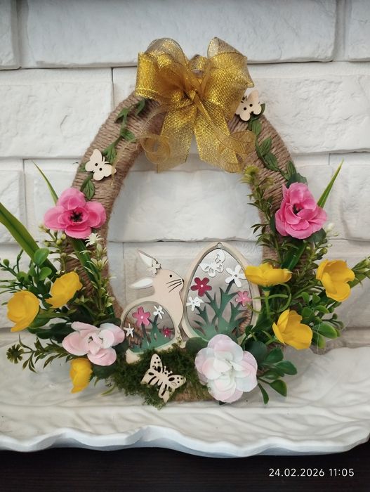 Wianuszek Wielkanocny na drzwi, dekoracja świąteczna ścienna