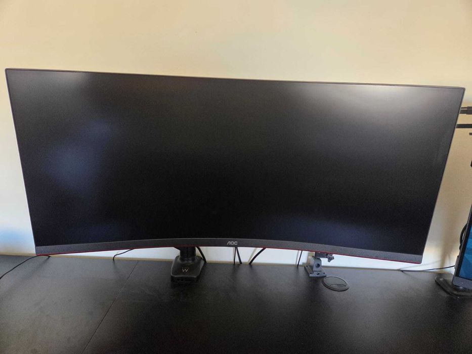 Pack Monitor Gaming Ultrawide AOC 34" 180Hz (C/ Garantia) + Braço Ewent + Caixa Original