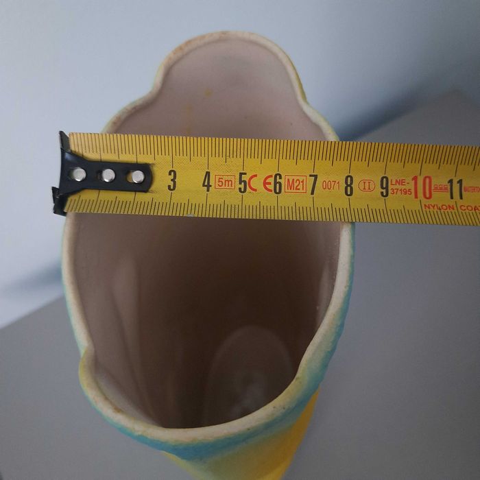 Ваза керамічна з маками жовто синя 31,5см, Вази для квітів 30см